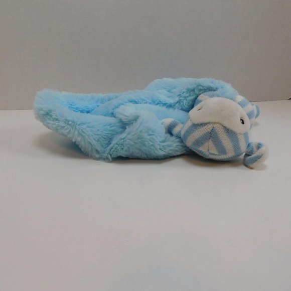 Kellytoy Blue White Striped Lamb Lovey Security Blanket Sheep Rattle Plush 11" - Picture 6 of 10